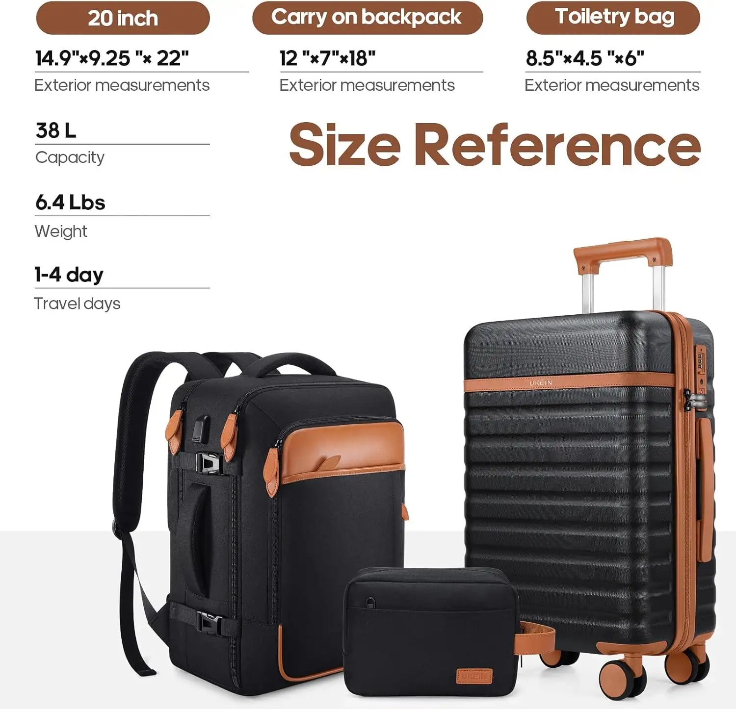 UKEIN Luggage Sets 3 Piece, Carry On Luggage 20 Inch With Spinner Wheels - 71cjFXP5koL._AC_SL1500_
